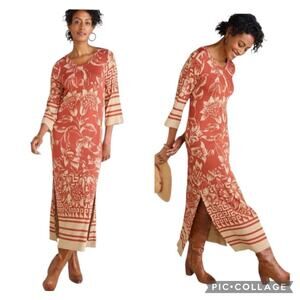 Soft Surroundings Asteria Maxi Dress Burnt Orange Tan Jersey Knit Plus Size 3X